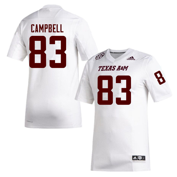 Men #83 Ryan Campbell Texas A&M Aggies College Football Jerseys Sale-White - Click Image to Close